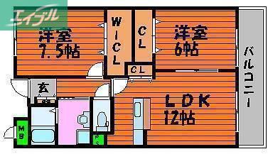 ラフレシール(2LDK/1階)の間取り写真