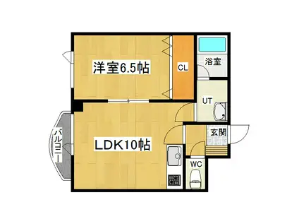 A-1BLD(1LDK/3階)の間取り写真