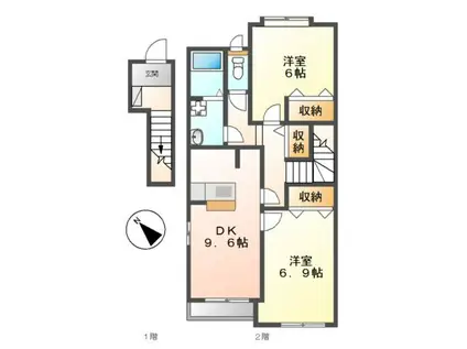 チェリーヒルズ(2DK/2階)の間取り写真