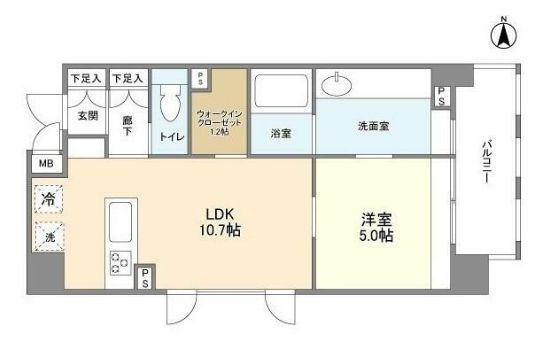 ORSUS浅草(1LDK/7階)の間取り写真