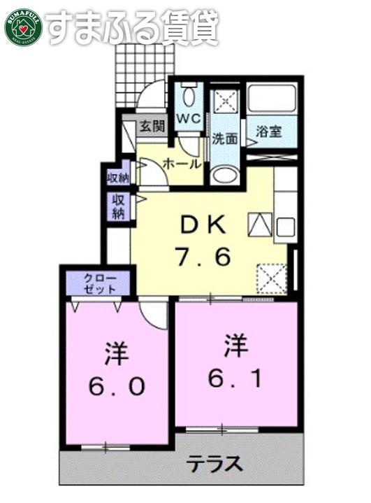 アニメート 塩津I(2DK/1階)の間取り写真
