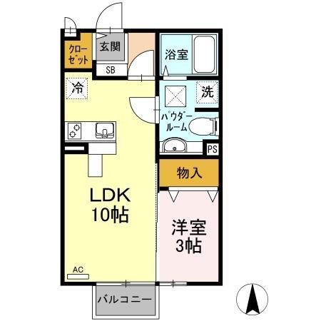グランドゥール A棟(1LDK/1階)の間取り写真