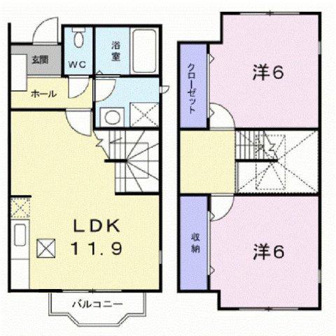 オルテンシア510(2LDK/1階)の間取り写真