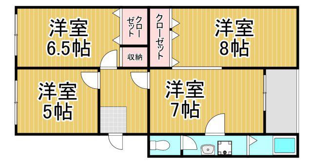 東園田団地5号棟(3DK/5階)の間取り写真
