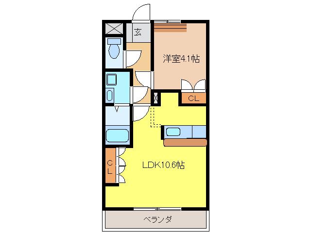プランドールI(1LDK/1階)の間取り写真