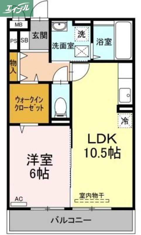 エスポワール青江(1LDK/3階)の間取り写真