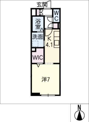 アミソル(1K/1階)の間取り写真