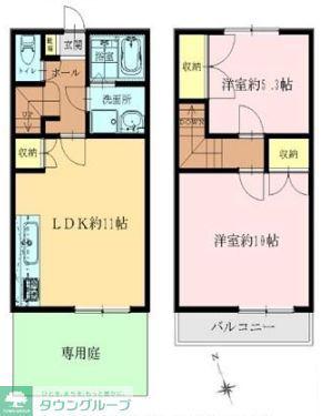 ディアコート・ソシア(2LDK/1階)の間取り写真