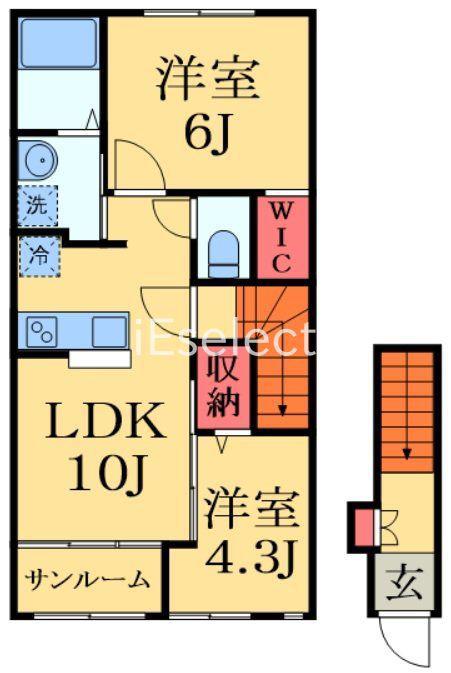 ソレイユ メイ(2LDK/2階)の間取り写真