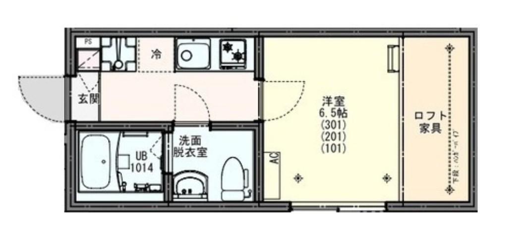 クレイス東千葉(1K/2階)の間取り写真