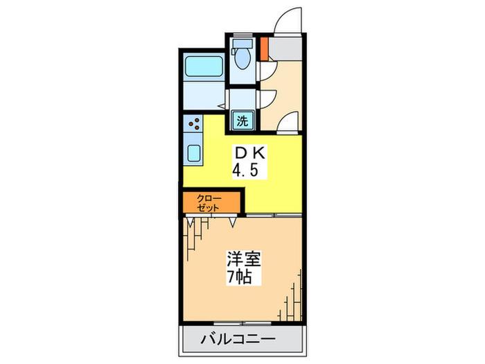 パ-クビレッヂ峯岸(1DK/3階)の間取り写真