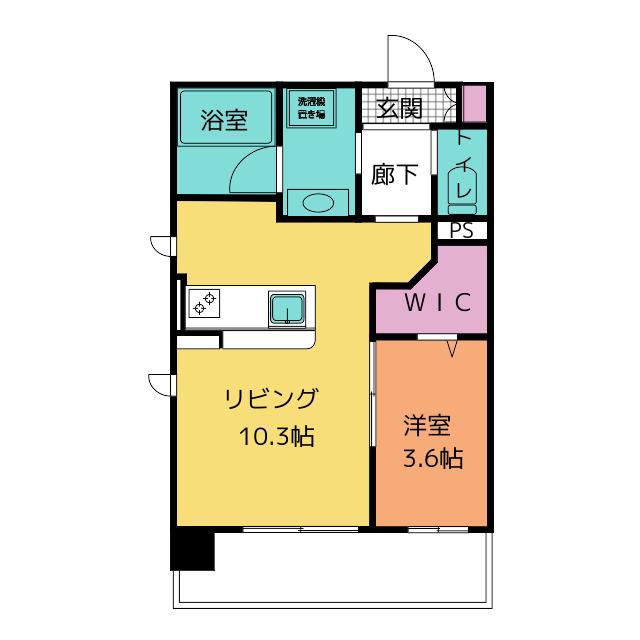 サンブライト本通(1LDK/8階)の間取り写真