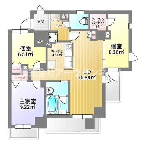大田区北馬込マンション(3LDK/2階)の間取り写真
