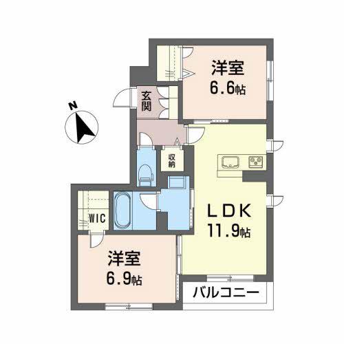 グランパルト本町(2LDK/2階)の間取り写真