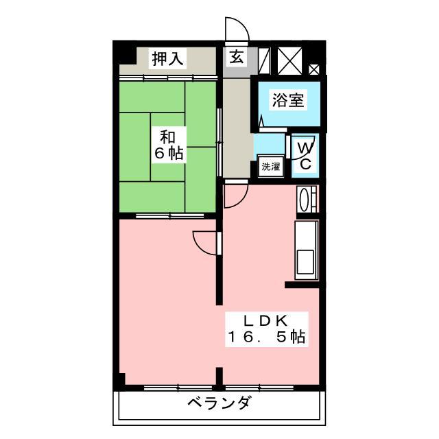 ナワダハイツ(1LDK/2階)の間取り写真