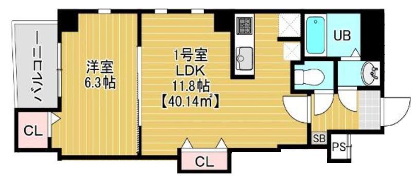AXIS東浅草(1LDK/6階)の間取り写真