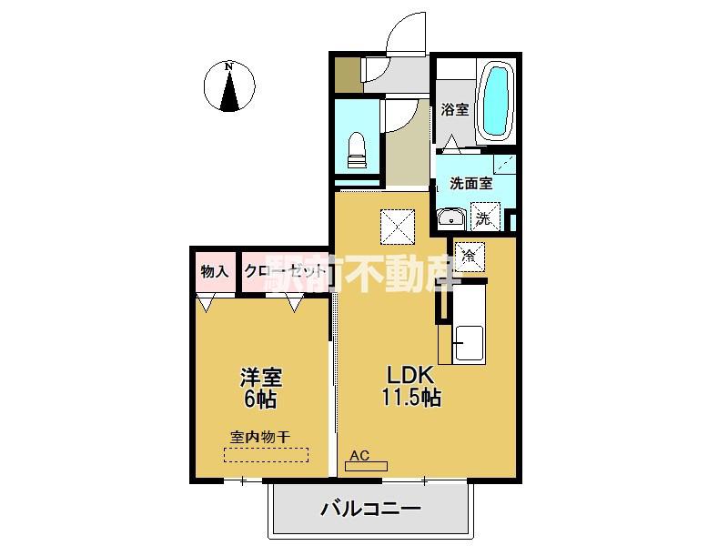ジュ シ サン ハウス巨勢(1LDK/1階)の間取り写真