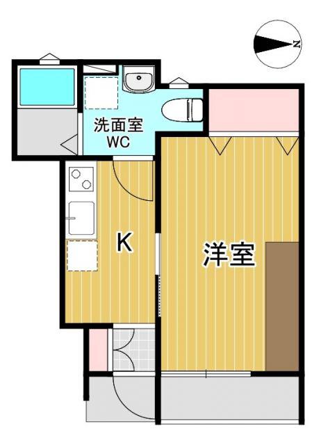 レセナ緑町B(1K/1階)の間取り写真