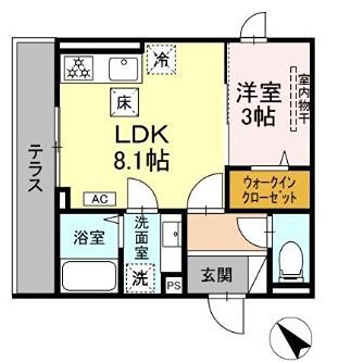 D PAINA西寺尾(1LDK/3階)の間取り写真
