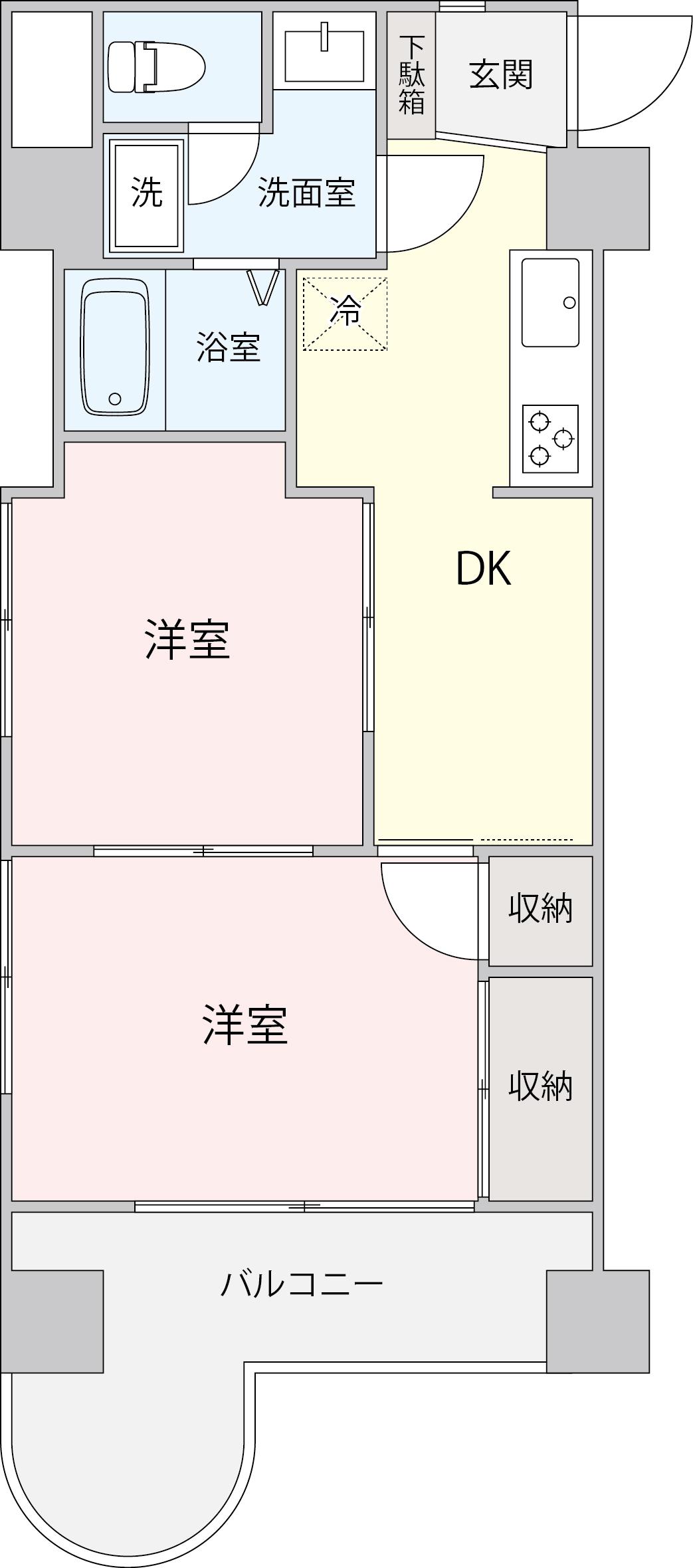 エルアルカサル元浅草(2DK/6階)の間取り写真
