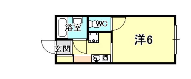 ルシエール甲東園(ワンルーム/1階)の間取り写真