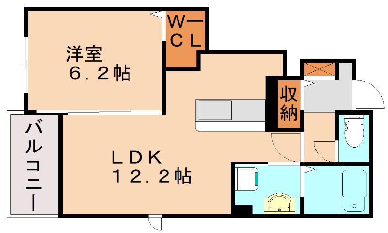 ベルコロレVI D(1LDK/1階)の間取り写真