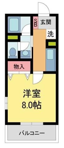 エスポワールII(1K/2階)の間取り写真