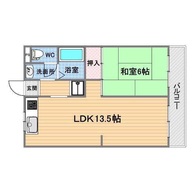 IO甲子園II(1LDK/1階)の間取り写真