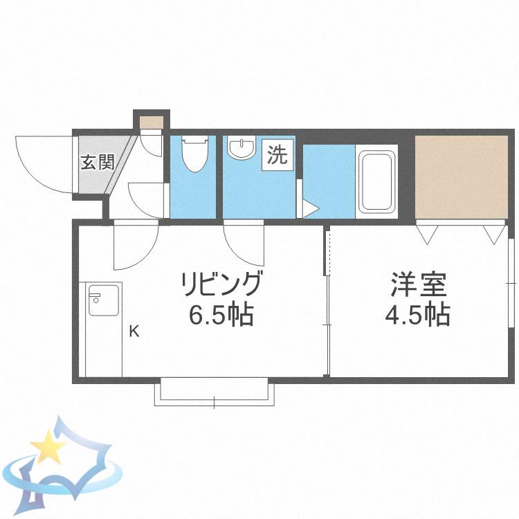 カステル八軒(1DK/3階)の間取り写真