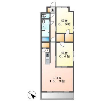 S-FORT鶴舞ART(2LDK/6階)の間取り写真