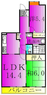 コーポレート新柏駅前3号棟(2LDK/4階)の間取り写真