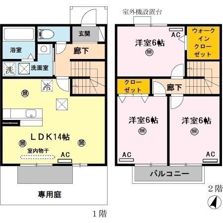 サンクレール(3LDK/1階)の間取り写真