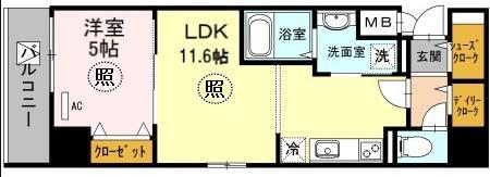 神戸ハーバーサイド 萬利レジデンス(1LDK/8階)の間取り写真
