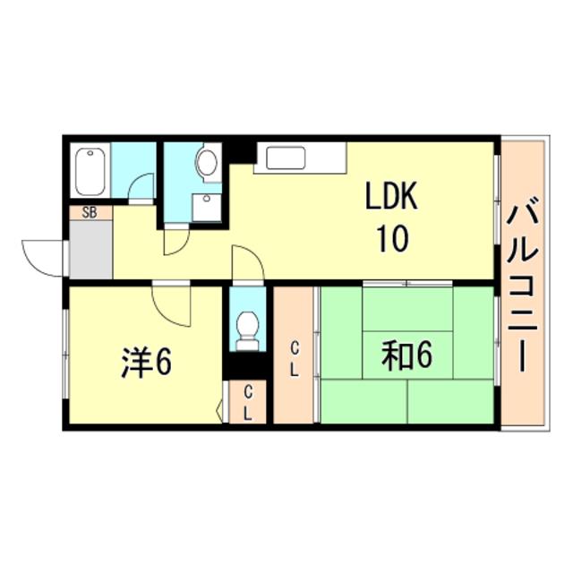 有瀬グランドハイツ(2LDK/1階)の間取り写真