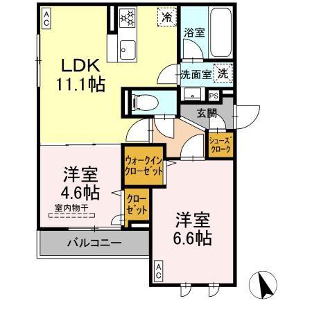 DBLESS狛江(2LDK/2階)の間取り写真
