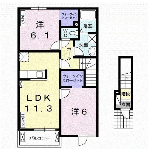 ディオーネ・ジエータ紀ノ川II(2LDK/2階)の間取り写真