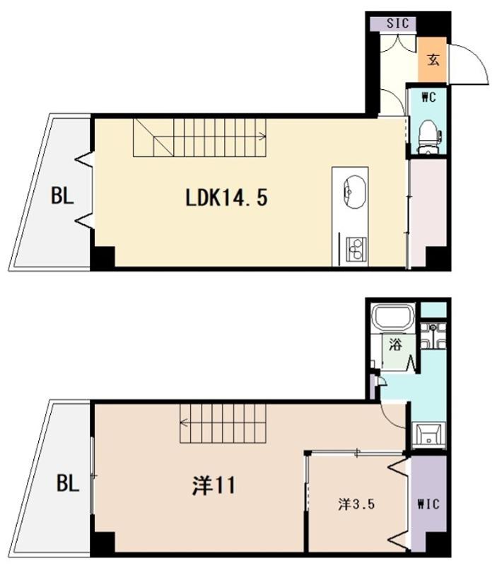 プレミアム長瀬(2LDK/9階)の間取り写真