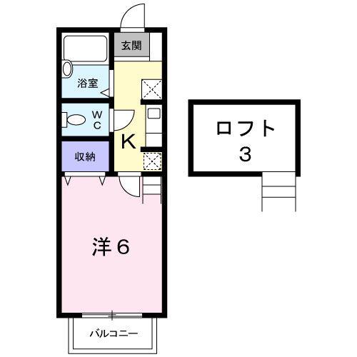 カインドハイツ御木本(1K/1階)の間取り写真