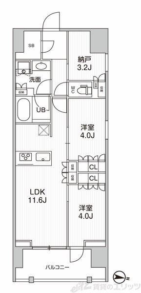 シーズンフラッツ押上フィオーレ(2SLDK/6階)の間取り写真