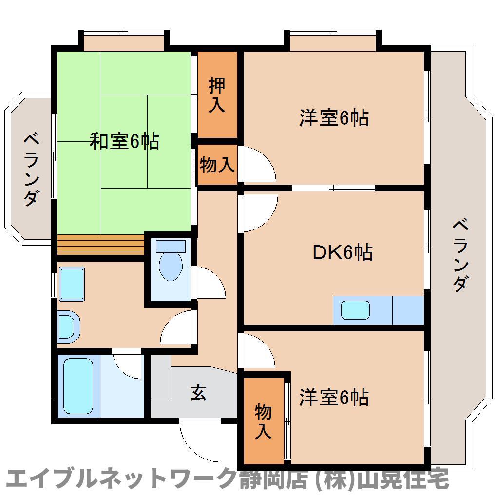 ドリーム雨坪(3DK/2階)の間取り写真