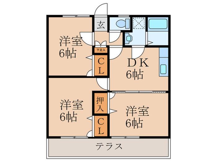 ハイツ大野井 NO.12(3DK/1階)の間取り写真