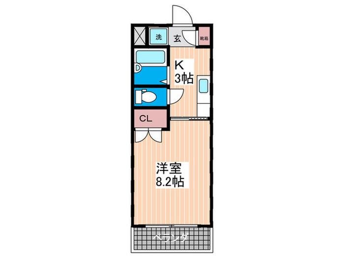 サンライズ己斐中(1K/2階)の間取り写真