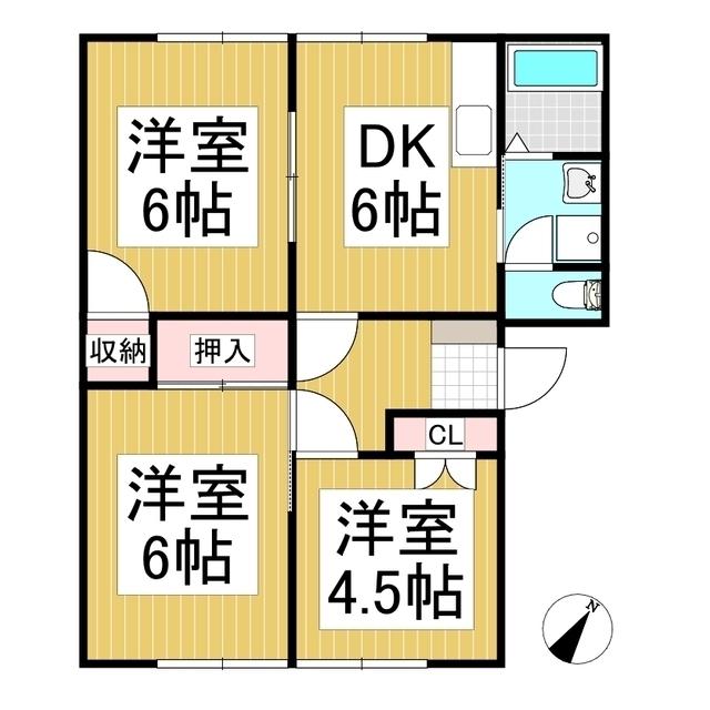 フレグランスA&B(3DK/1階)の間取り写真