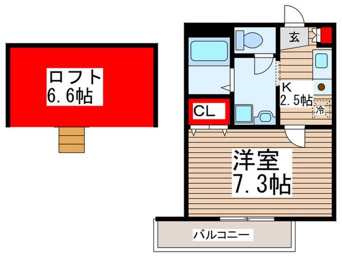 グリーンイースト(1K/2階)の間取り写真