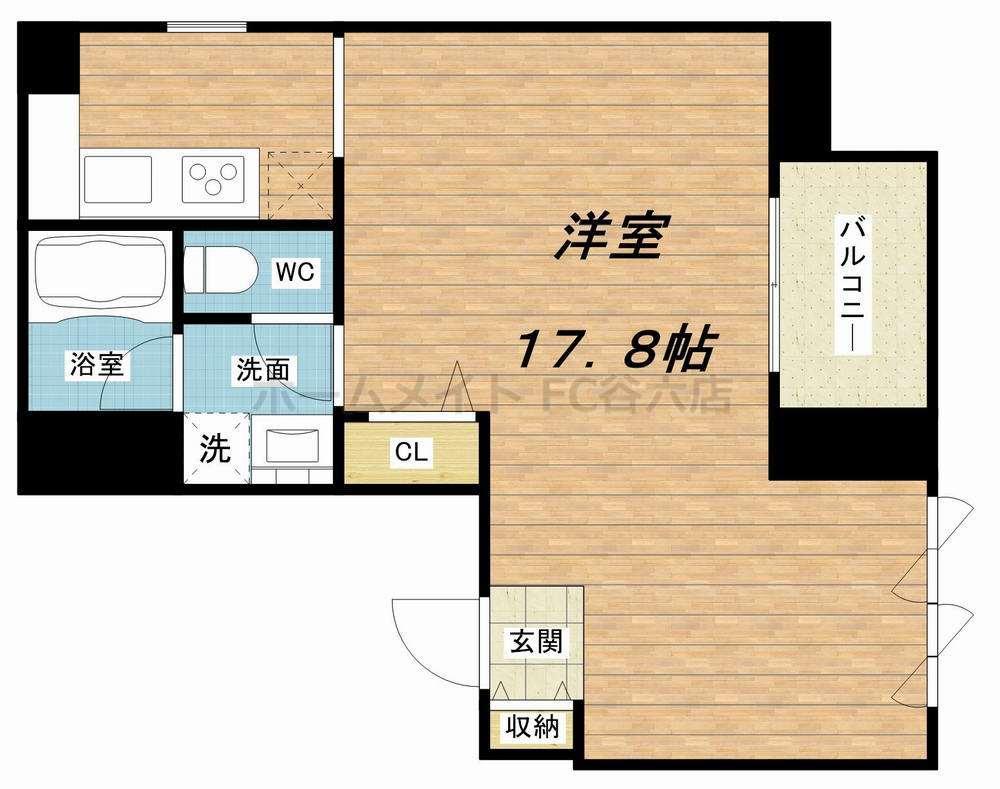 アライアンス船場(1K/11階)の間取り写真