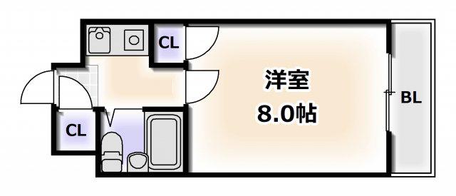 クリスタ 天王寺(1K/7階)の間取り写真