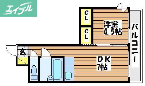 KATAYAMAIII(1DK/3階)の間取り写真
