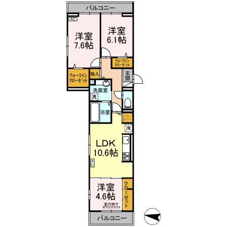 アベニール大倉山(3LDK/3階)の間取り写真