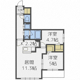 グランドサクセス南麻生(2LDK/3階)の間取り写真