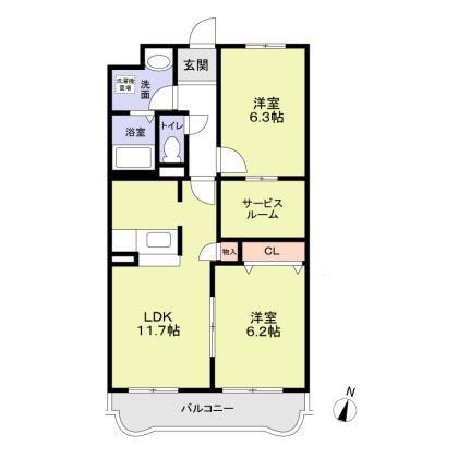 ソレイユ(2SLDK/5階)の間取り写真